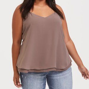 Torrid Sophie Chiffon Double Layer Swing Cami in Dark Taupe Size 2